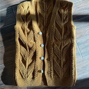 Vintage America Tan Cable Knit Cardigan